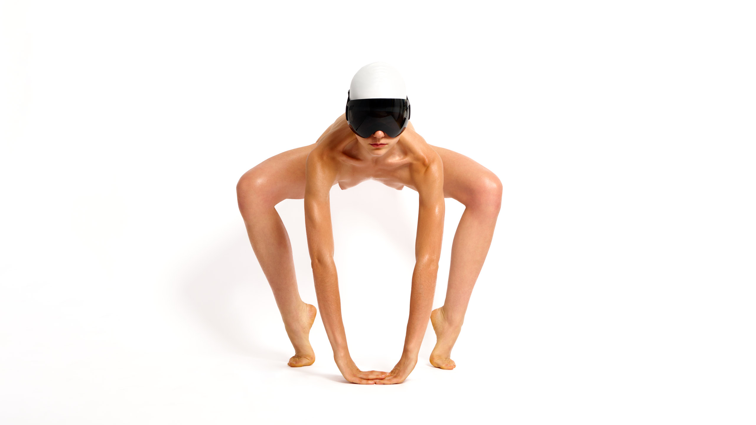 Ukrainian petite Olena Cap I expressive delicate fit body oiled futuristic nude photographer Cinaed Dane