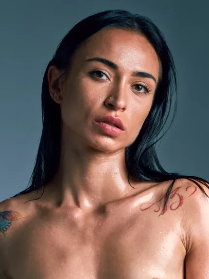 Lizy Yefi Ukrainian tattooed model Hot as Chili red peppers nude playful Cinaed Dane Barcelona photography