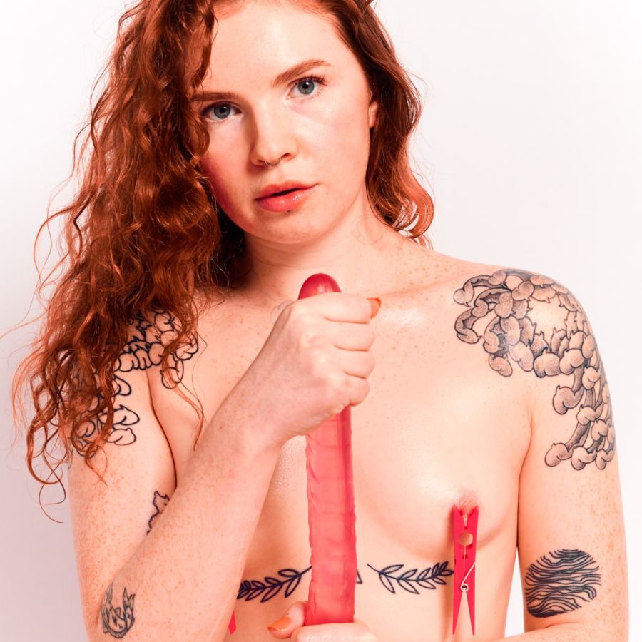 Distinctive freckles tattoos Maya Fox Double Header expressive dildo explicit nude Cinaed Dane photography